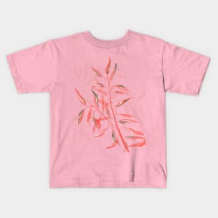 Watercolor leaves on branches, red autumn colors in watercolor Kids T-Shirt